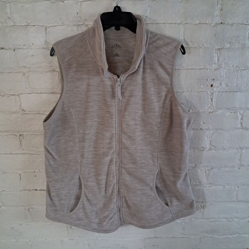 St John's Bay Active Womens Xl Oatmeal Heather Fleece Vest Gorpcore Outdoors